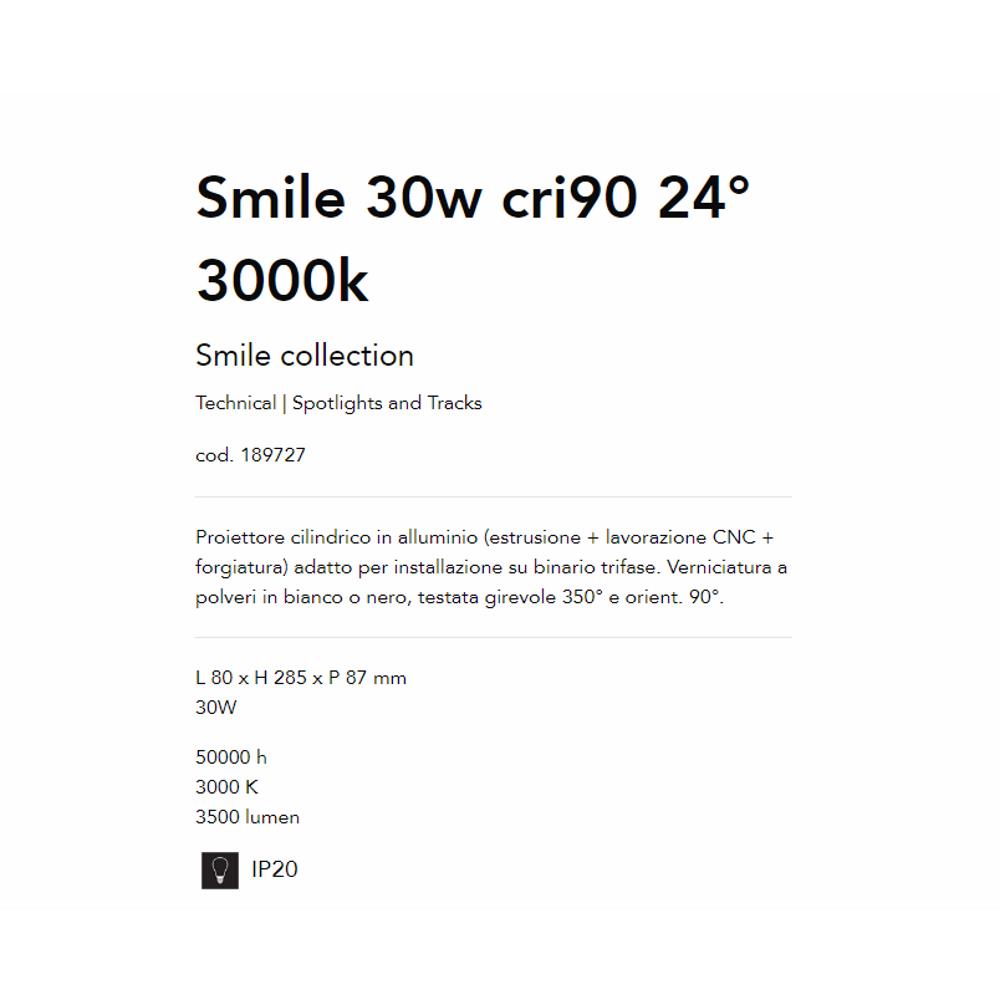 189727 Спот за релсов монтаж Smile 30w cri90 24° L80xH285xP87 mm 30W 3000K 3500 lumen IP20 Ideal Lux_small