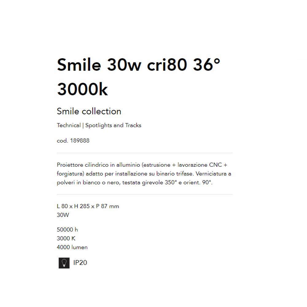 189888 Спот за релсов монтаж Smile 30w cri80 36° L80xH285xP87 mm 30W 3000К 4000 lumen IP20 Ideal Lux_small
