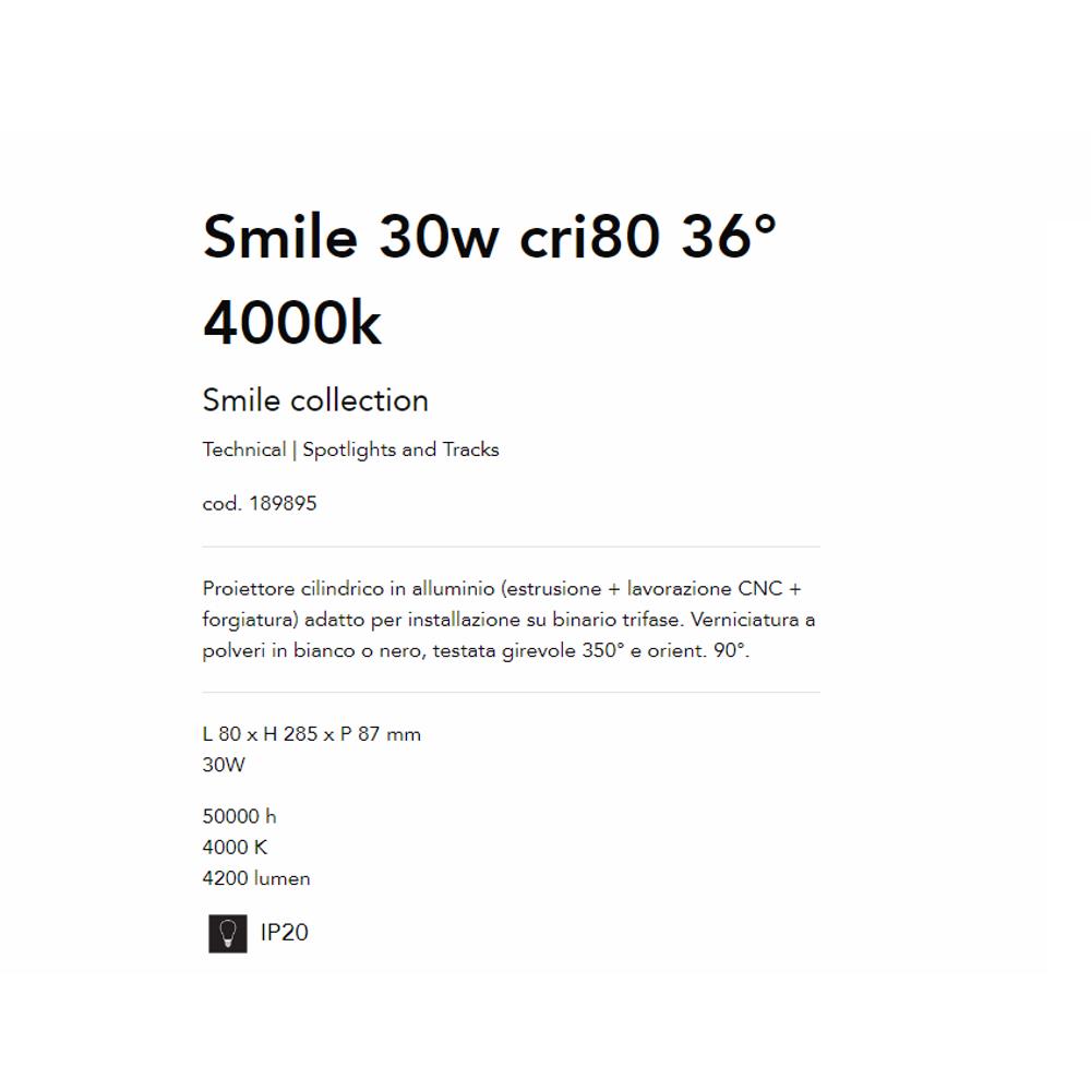 189895 Спот за релсов монтаж Smile 30w cri80 36° L80xH285xP87 mm 30W 4000К 4200 lumen IP20 Ideal Lux_small