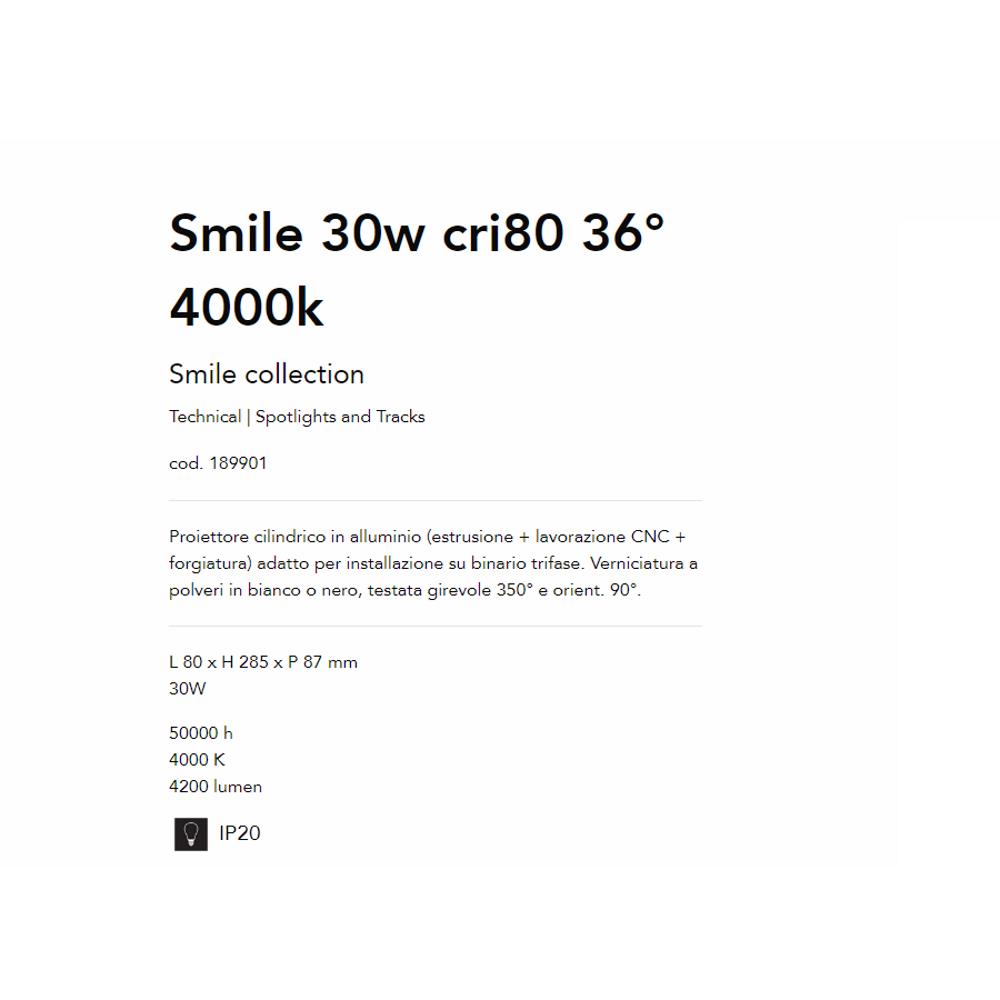 189901 Спот за релсов монтаж Smile 30w cri80 36° L80xH285xP87 mm 30W 4000К 4200 lumen IP20 Ideal Lux_small