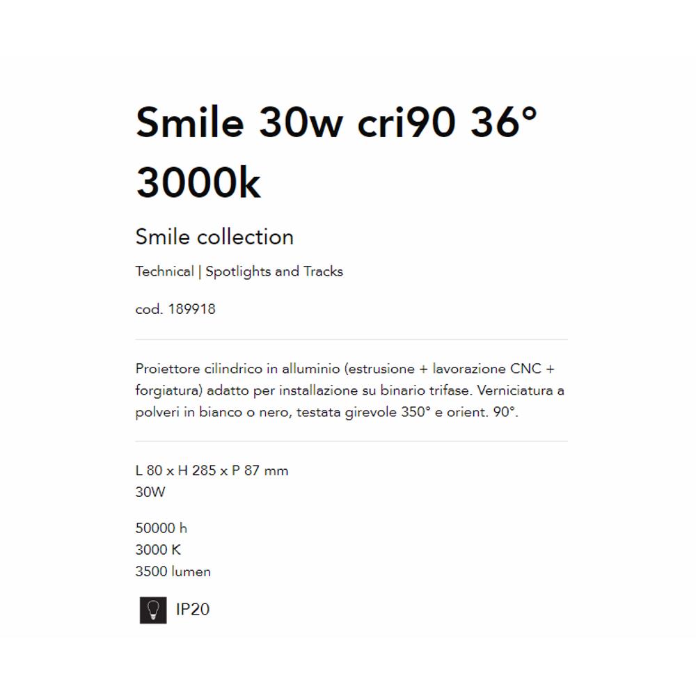 189918 Спот за релсов монтаж Smile 30w cri90 36° L80xH285xP87 mm 30W 3000K 3500 lumen IP20 Ideal Lux_small
