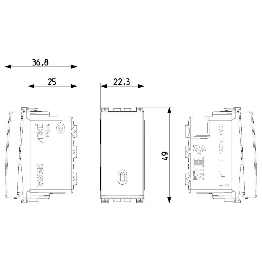 19004.B Ключ сх.6 девиатор 10AX 1М, white, VIMAR ARKE_small