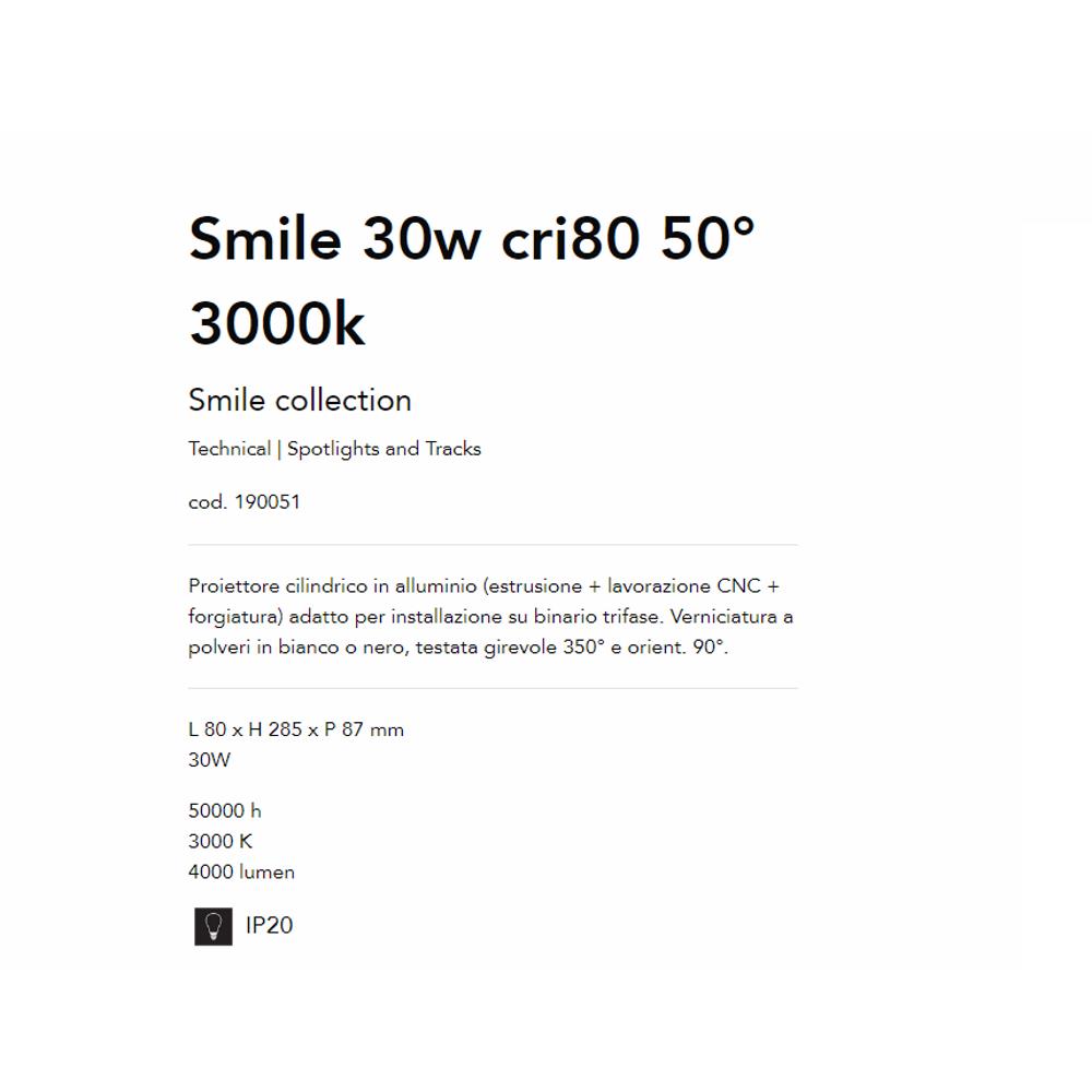190051 Спот за релсов монтаж Smile 30w cri80 50° L80xH285xP87 mm 30W 3000К 4000 lumen IP20 Ideal Lux_small