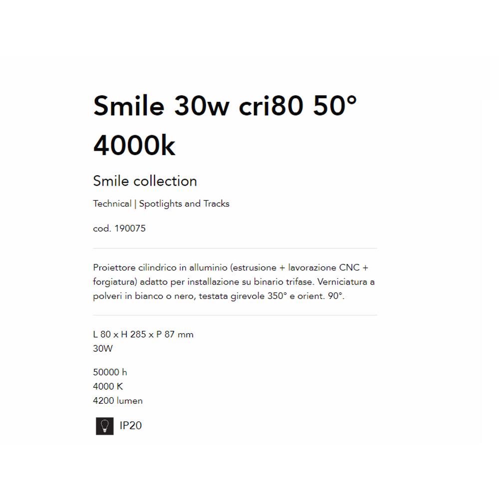 190075 Спот за релсов монтаж Smile 30w cri80 50° L80xH285xP87 mm 30W 4000К 4200 lumen IP20 Ideal Lux_small