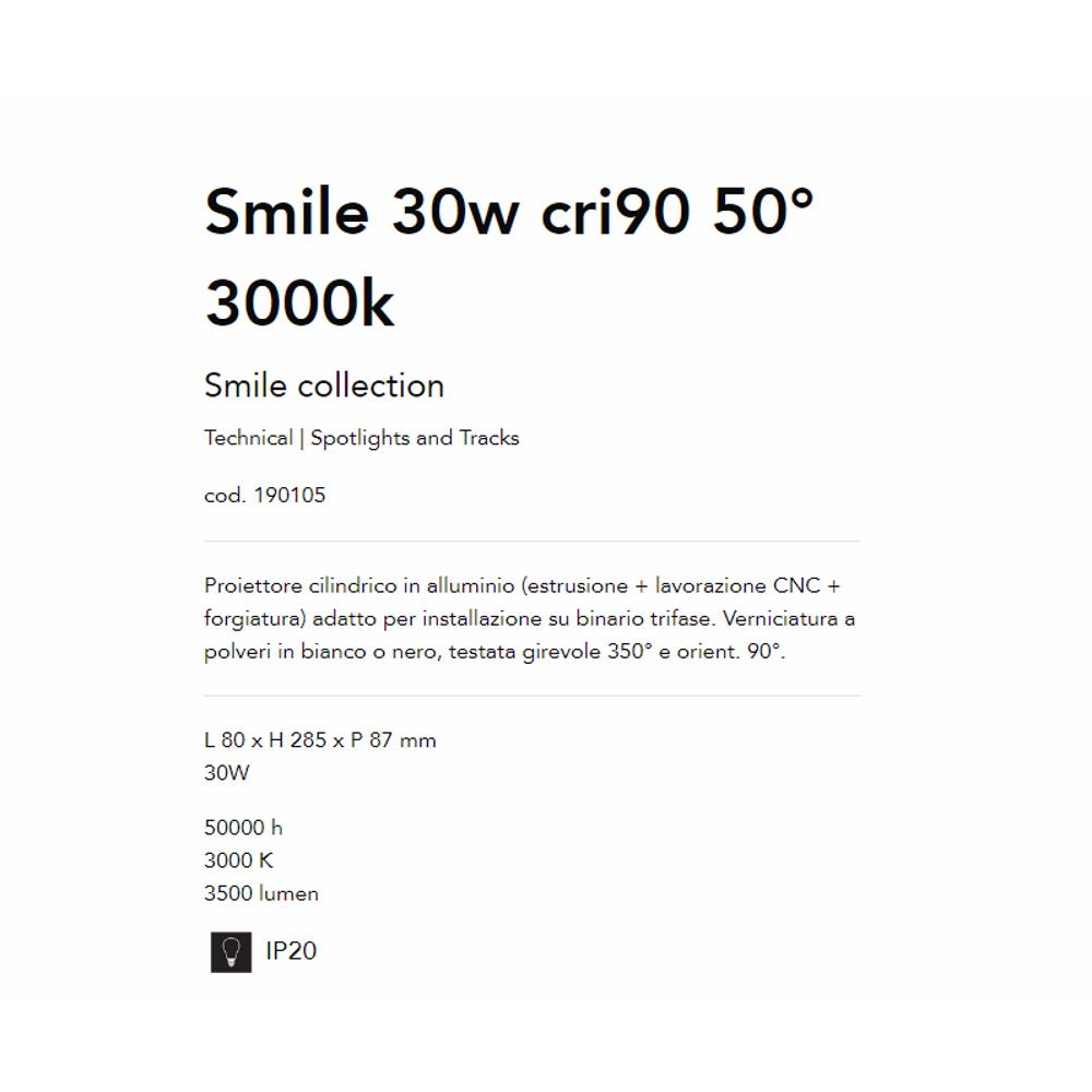 190105 Спот за релсов монтаж Smile 30w cri90 50° L80xH285xP87 mm 30W 3000K 3500 lumen IP20 Ideal Lux_small