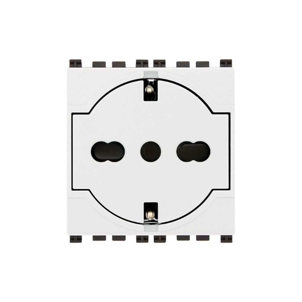 19211.B Универсален плосък контакт Arké, SICURY 2P+E P40, white, Vimar_small