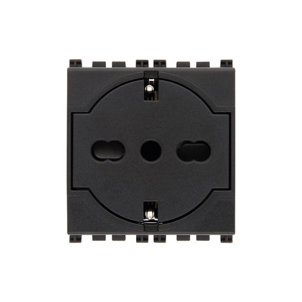 19211 Универсален плосък контакт Arké, SICURY 2P+E P40, grey, Vimar