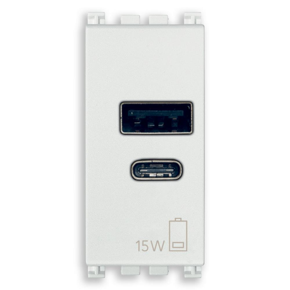 19292.AC.15.B A+C USB розетка 15W 5V 1M, white, VIMAR ARKE