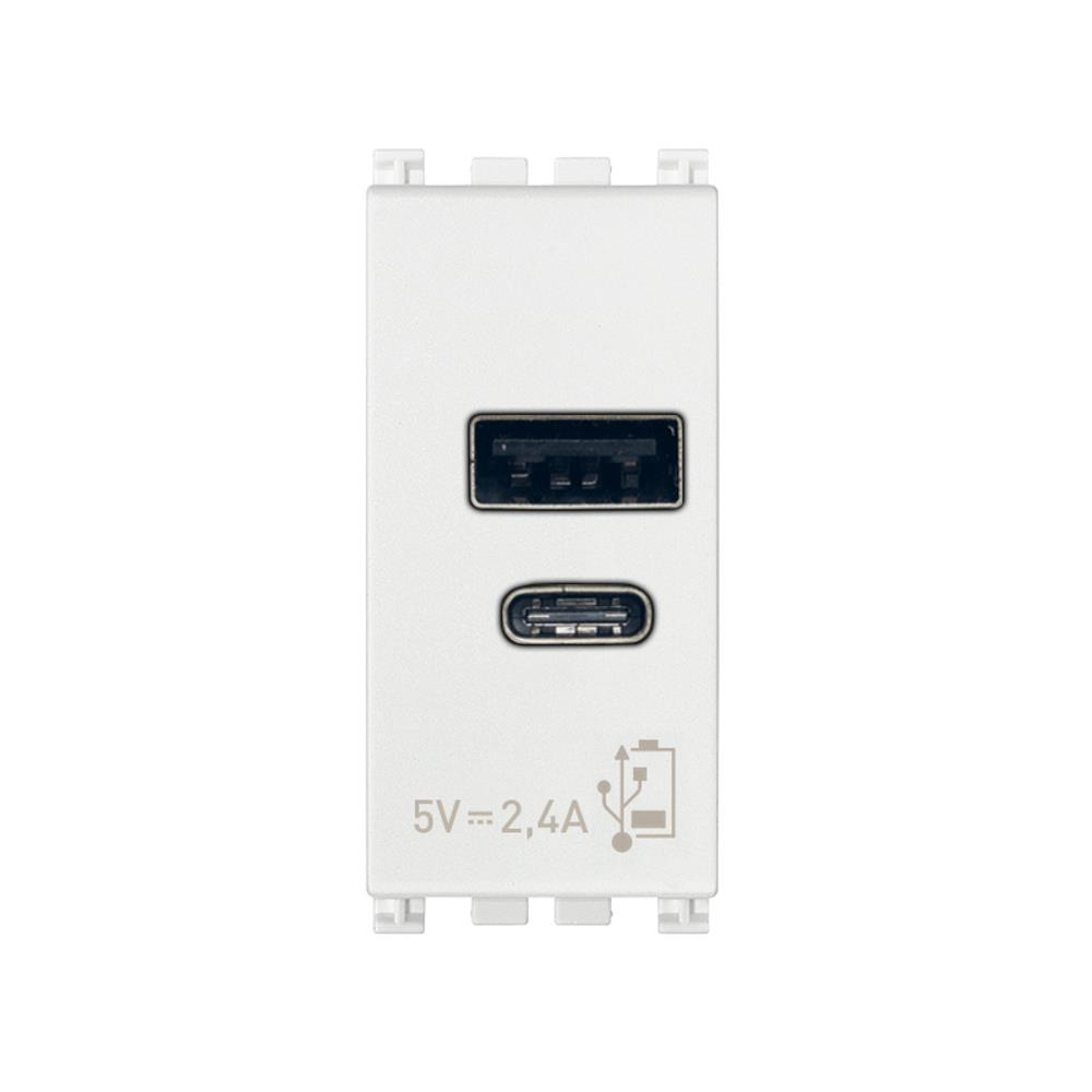 19292.AC.B Захранващ блок A+C-USB 5V 2,4A 1M, white, VIMAR AKRE