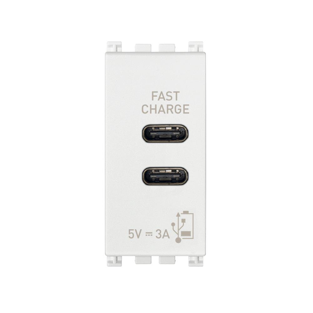 19292.CC.B Захранващ блок C+C USB 5V 3A 1M, white, VIMAR ARKE