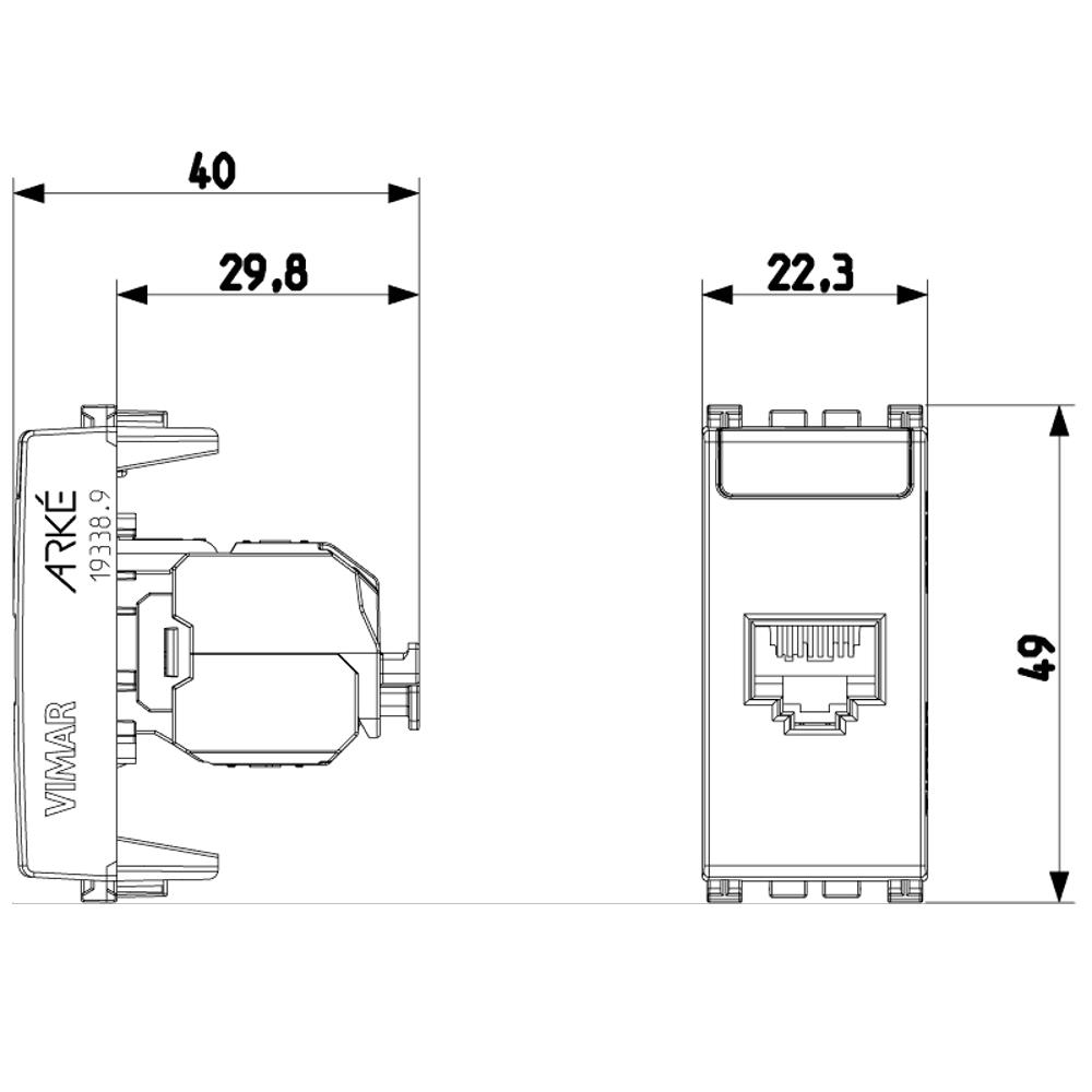 19339.13 RJ45 Cat6 Netsafe UTP Интернет розетка 1М сив VIMAR ARKE_small