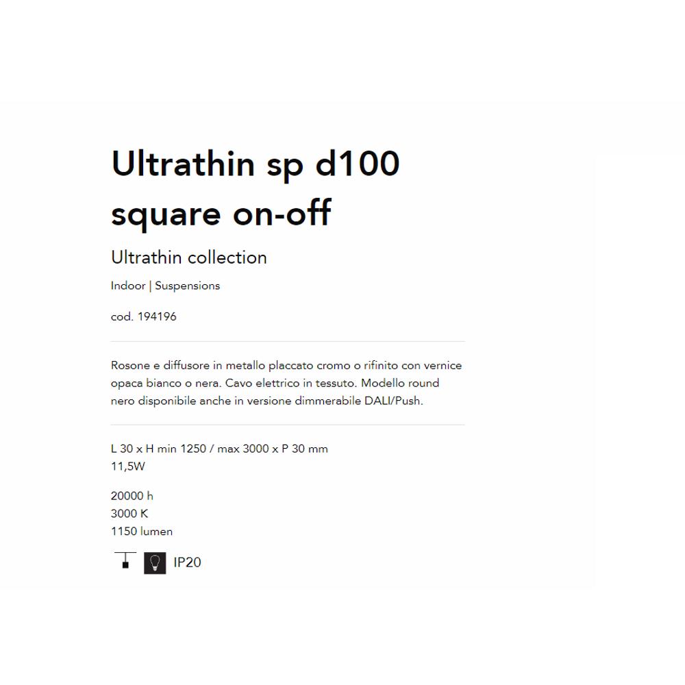 194196 Пендел ULTRATHIN SP D100 SQUARE NERO L30xHmin1150/max3150xP30 mm 11,5W 3000 K IP20 Ideal Lux_small