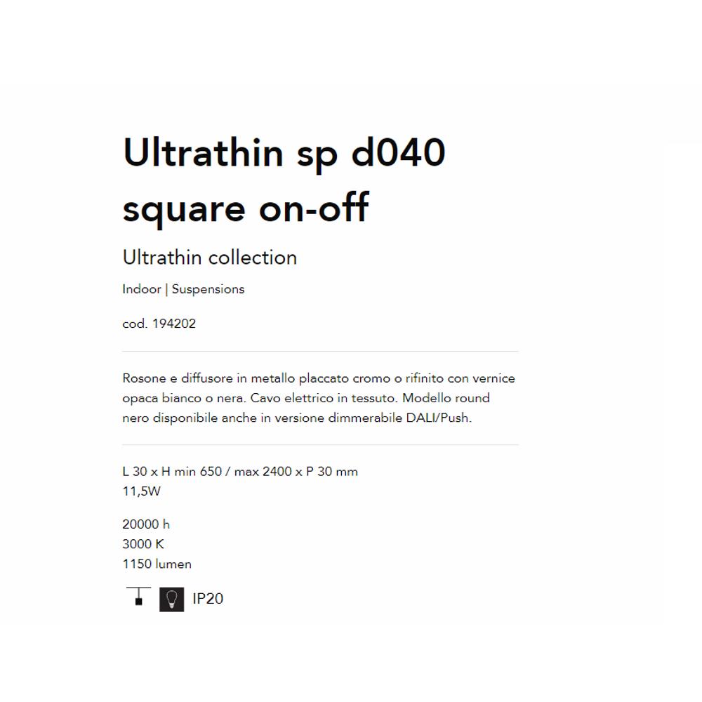 194202 Пендел ULTRATHIN SP D040 SQUARE NERO L30xHmin600/max2550xP30 mm 11,5W 3000 K IP20 Ideal Lux_small