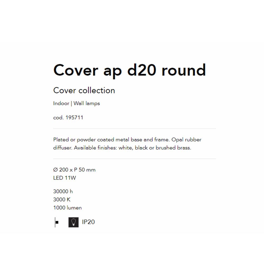 195711 Аплик Cover Round Bianco, Ø200xP50mm LED 11W 30000h 3000K IP20, Ideal Lux_small
