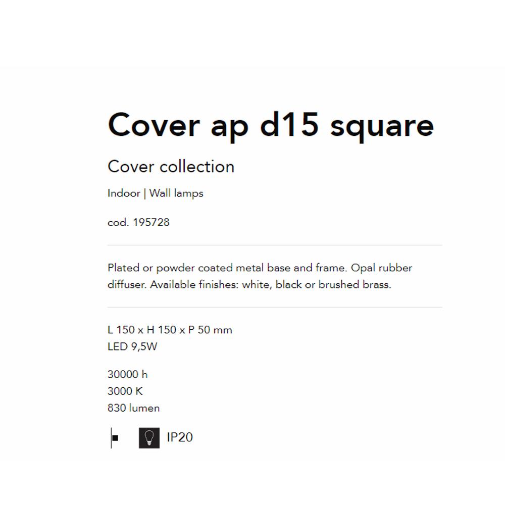 195728 Аплик Cover Square Bianco, L150 xH150xP50mm LED 9,5W 30000h 3000K IP20, Ideal Lux_small