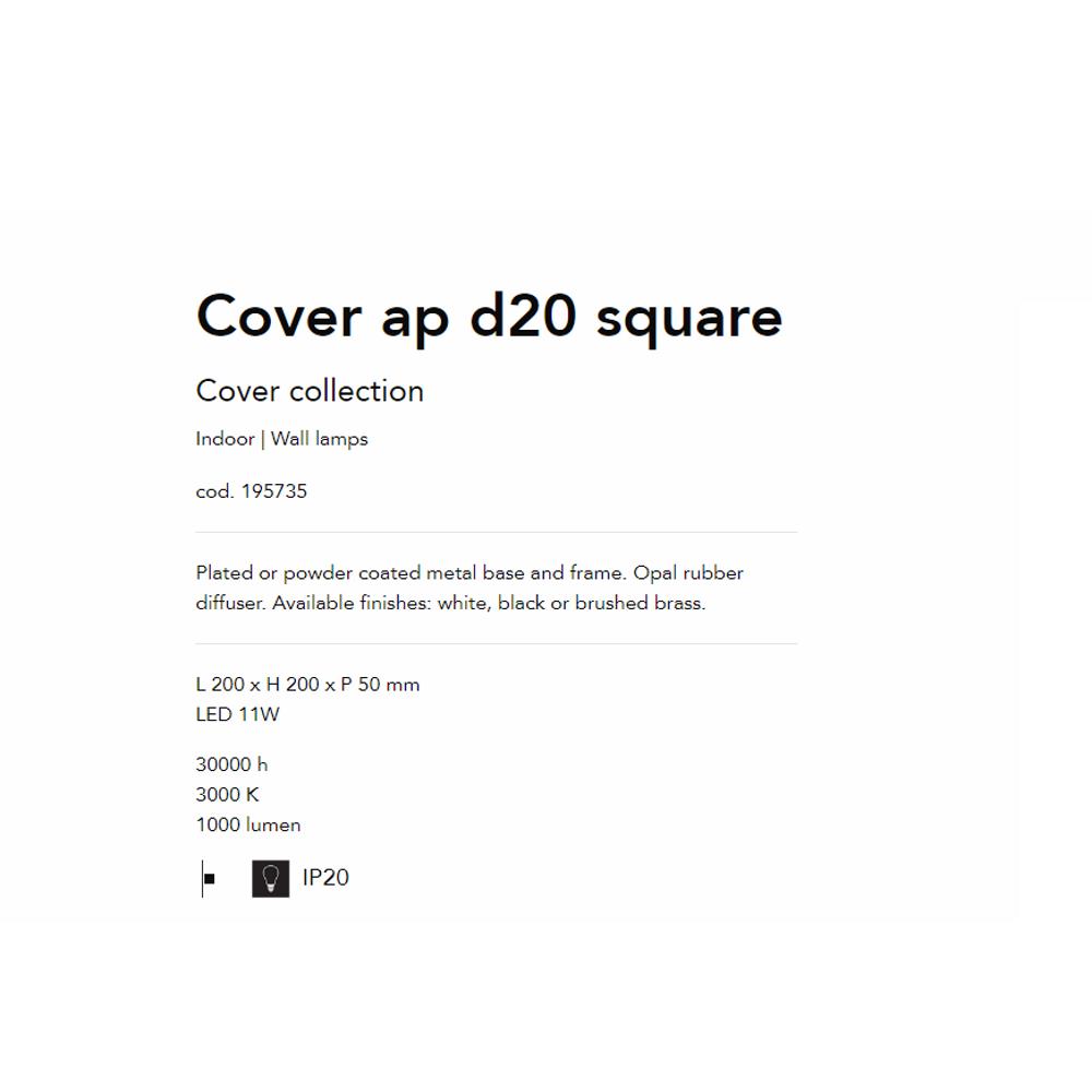 195735 Аплик Cover Square Bianco, L200 xH200xP50mm LED 11W 30000h 3000K IP20, Ideal Lux_small
