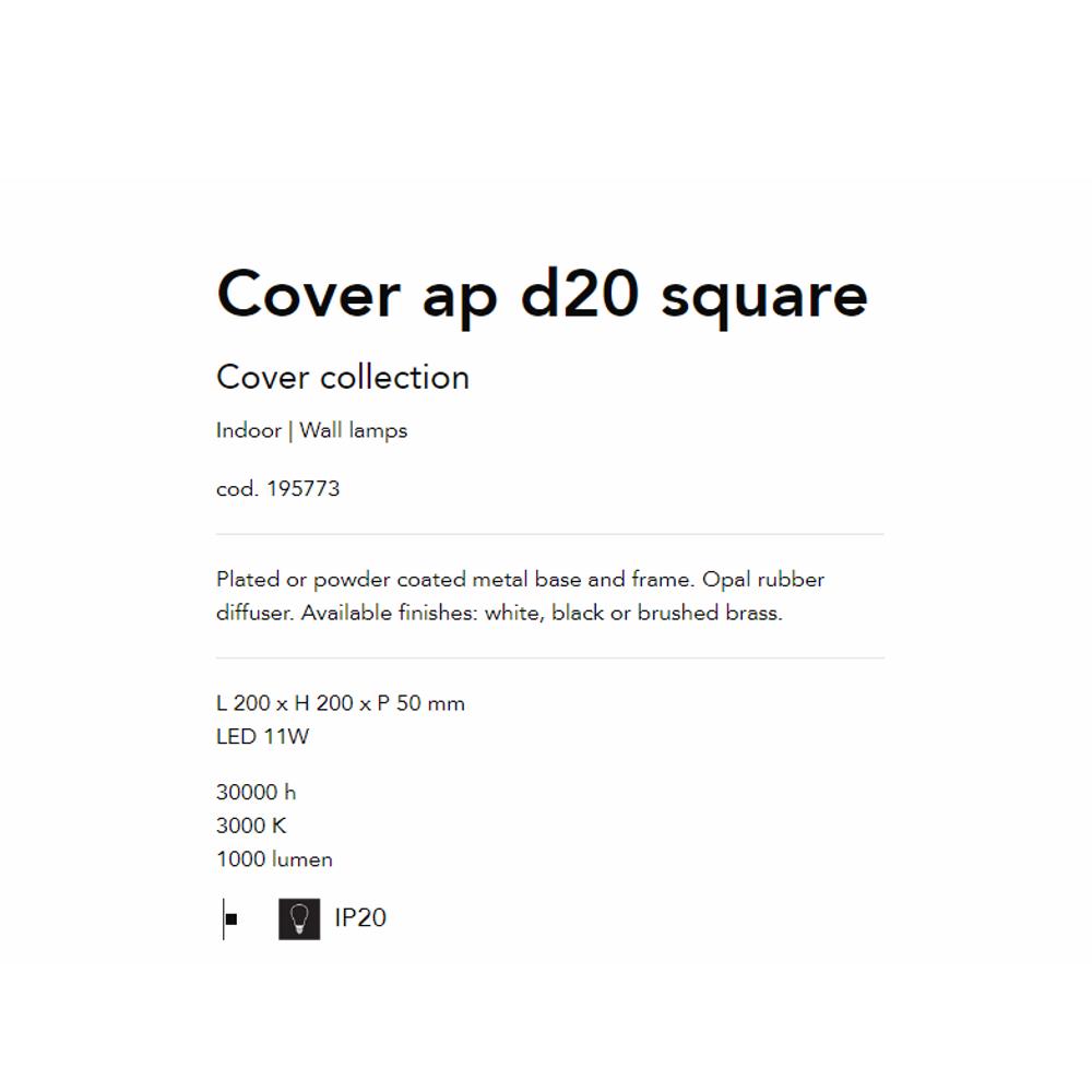 195773 Аплик Cover Square Nero, L200 xH200xP50mm LED 11W 30000h 3000K IP20, Ideal Lux_small