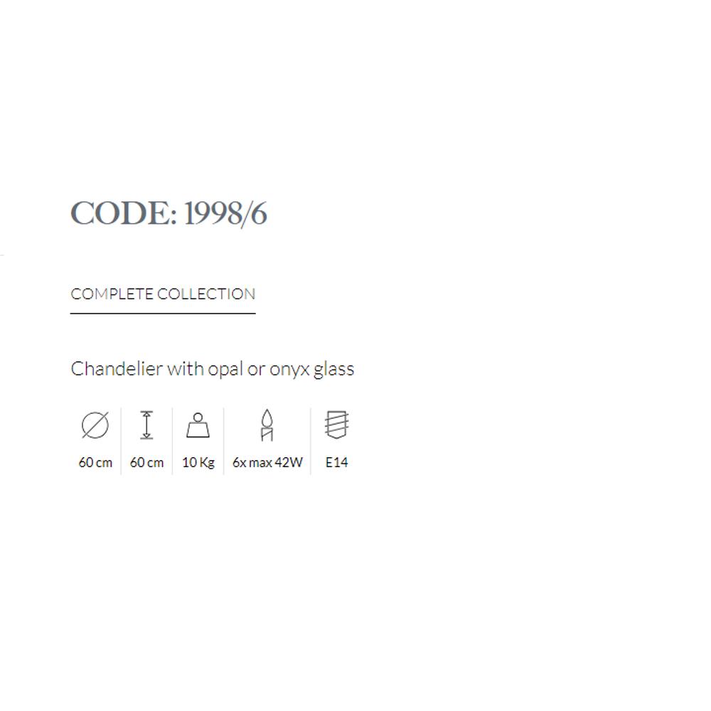 1998/6/003 CHANDELIER WITH OPAL OR ONYX GLASS 6xMAX42W E14 Rust finish Possoni_small