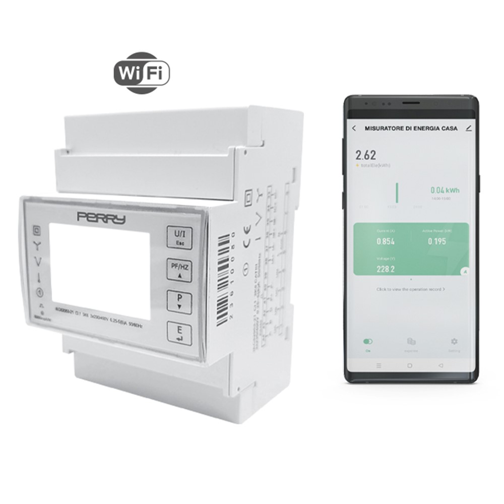1SD SD10CET4WIFI Трифазен цифров електромер с Wi-Fi връзка за токови тр-ри, 4 DIN, Perry Elecytic