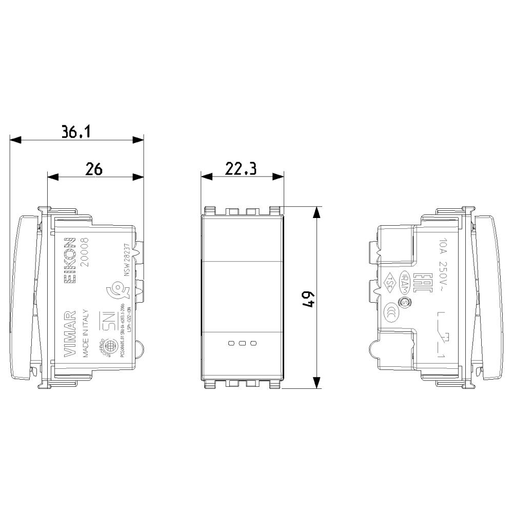 20008.B 1P NO 10A Бутон Бял VIMAR EIKON_small