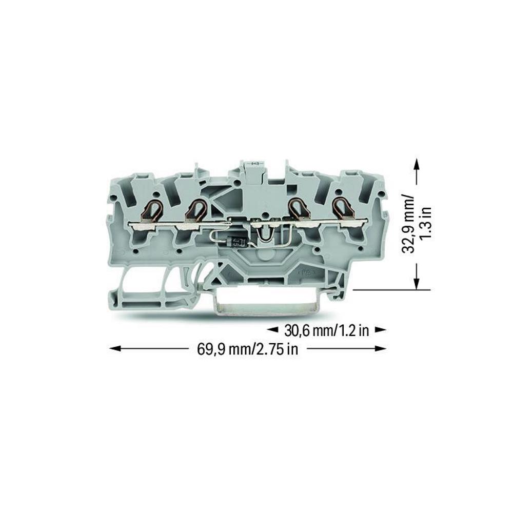 2001-1411/1000-410 Компонентна клема; 4-проводн.; с диод 1N4007; анод, лява страна - сив Wago_small