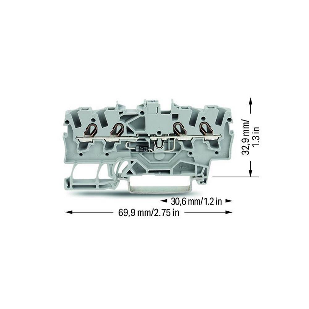 2001-1411/1000-411 Компонентна клема; 4-проводн.; с диод 1N4007; анод, дясна страна - сив Wago_small