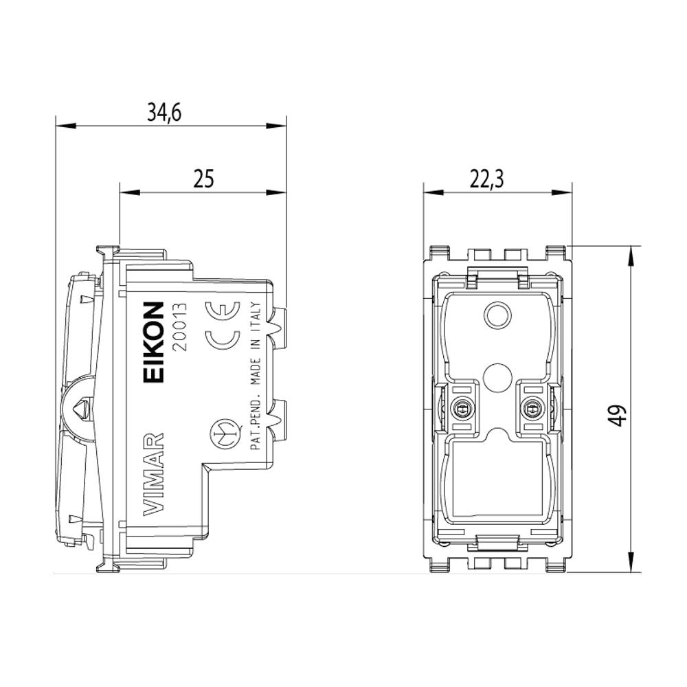 20013.0 1P 16AX Механизъм за кръстат ключ VIMAR EIKON_small
