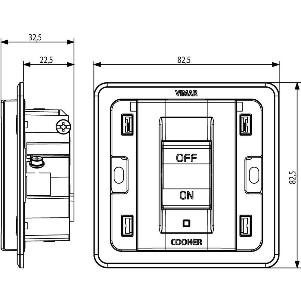 20018.CK.N 2P 45A Ключ COOKER символ 3M цвят Алуминий VIMAR EIKON_small
