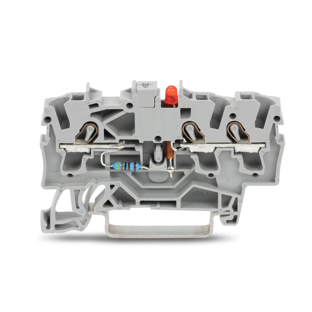 2002-1321/1000-434 Компонентна клема; 3-проводн.; LED (червен); 24 VDC; за DIN Wago