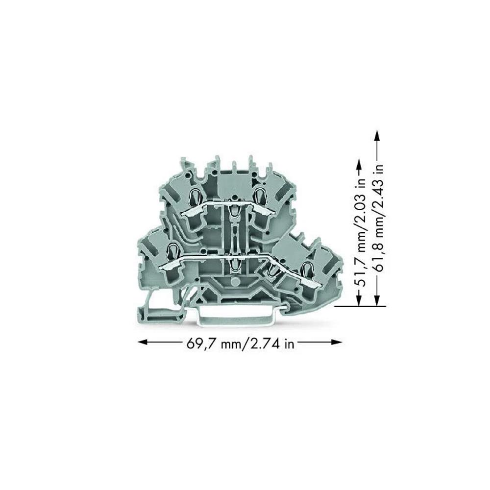 2002-2201 Двуетажна клема 2,5 mm²; L/L; без държач за маркир.; Ex e II - сив Wago_small