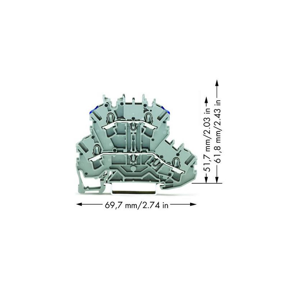 2002-2203 Двуетажна клема 2,5 mm²; L/N; без държач за маркир.; Ex e II - сив Wago_small