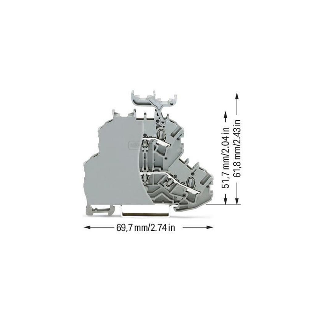 2002-2231/099-000 Двуетажна клема с крайна пл.2,5 mm²; L/L; с държач за маркир.- сив Wago_small