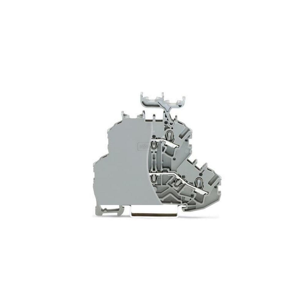 2002-2231/099-000 Двуетажна клема с крайна пл.2,5 mm²; L/L; с държач за маркир.- сив Wago