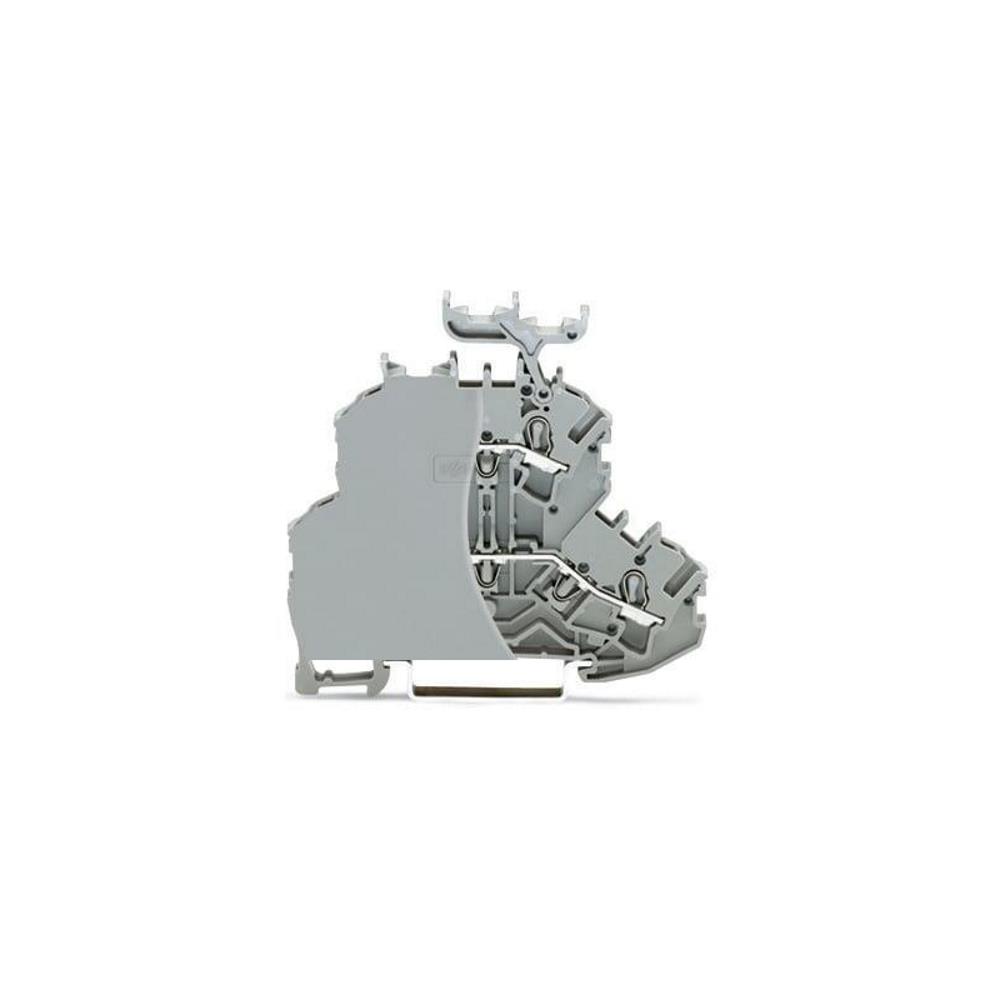 2002-2233/099-000 Двуетажна клема с крайна пл.2,5 mm²; L/N; с държач за маркир.- сив Wago_small
