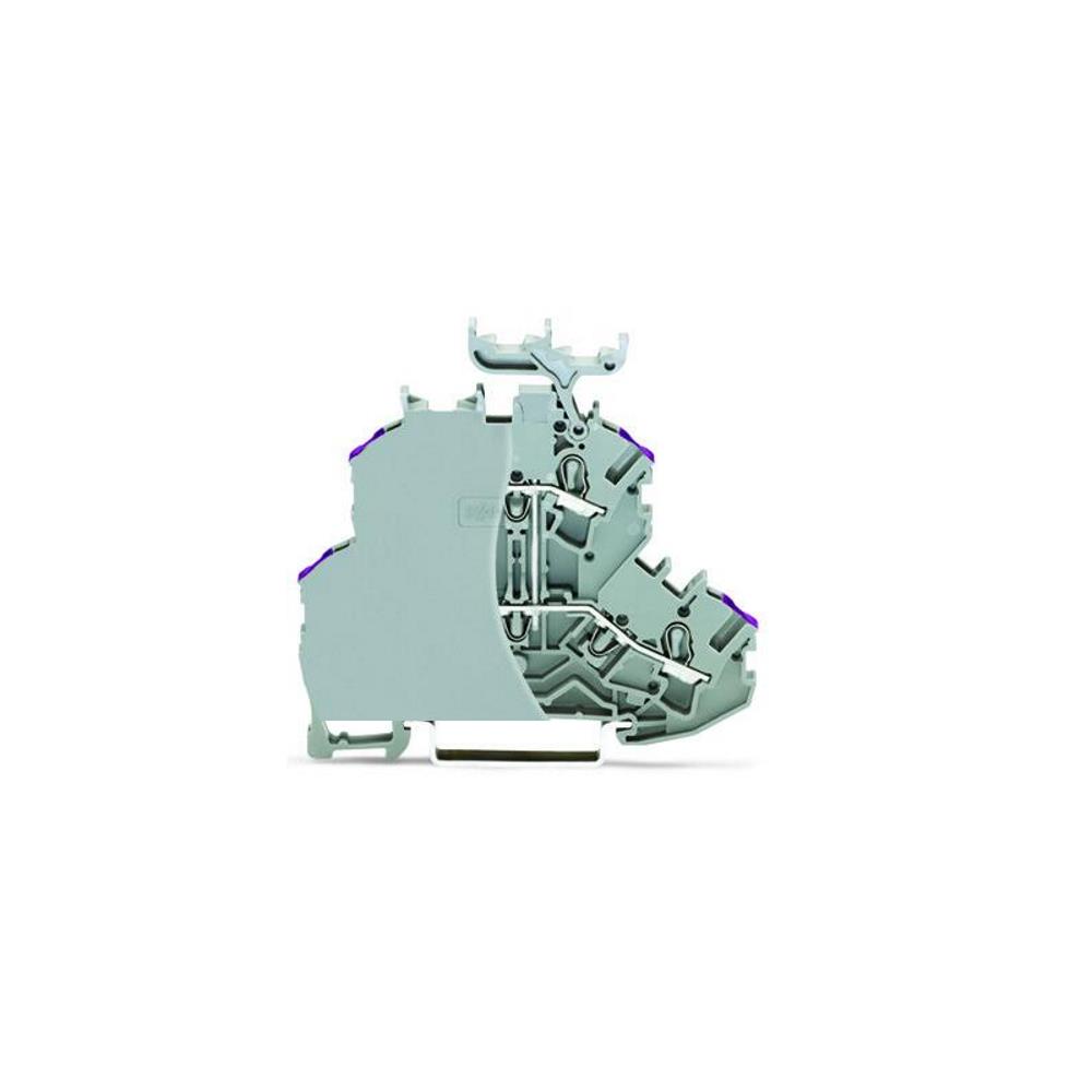 2002-2238/099-000 Двуетажна 4-пров.клема с виолет.марк.;с кр.пл.2,5 mm²;L;с държач за марк. сив Wago