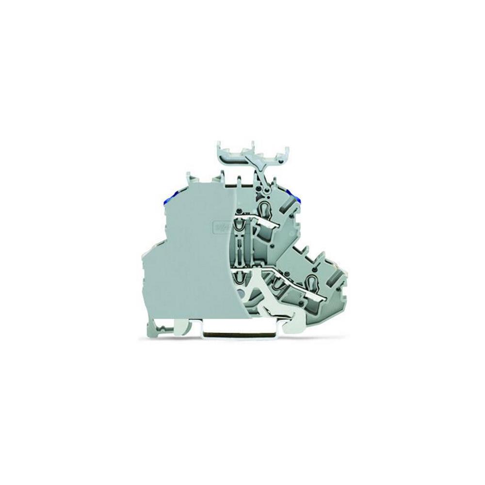 2002-2248/099-000 Двуетажна клема екранирана с крайна пл.2,5 mm²;Е/N;с държач за маркир.-сив Wago