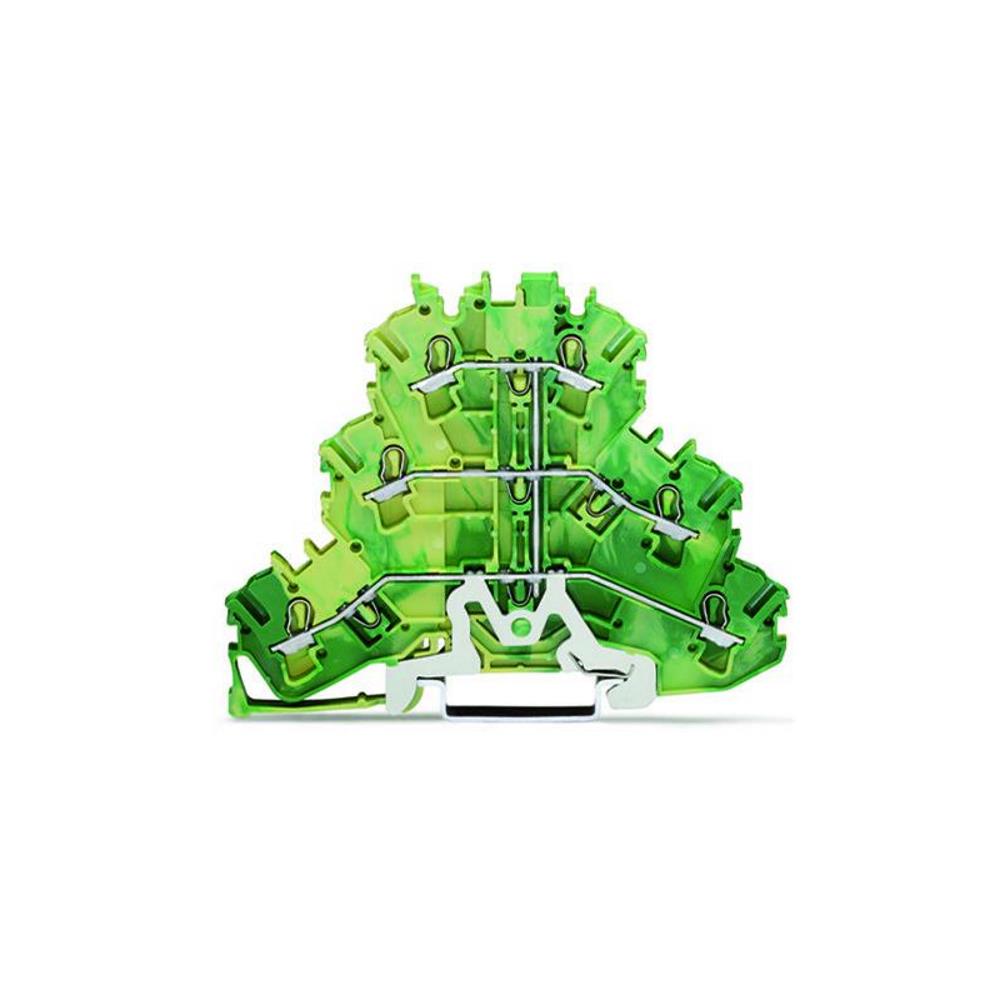 2002-3207 Редова клема тройна жълто-зелена Wago