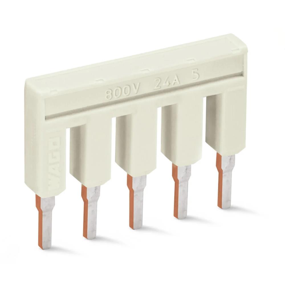 2002-405 Джъмпер 5-пътен; 25A/24,3 mm; изолиран - св.сив Wago