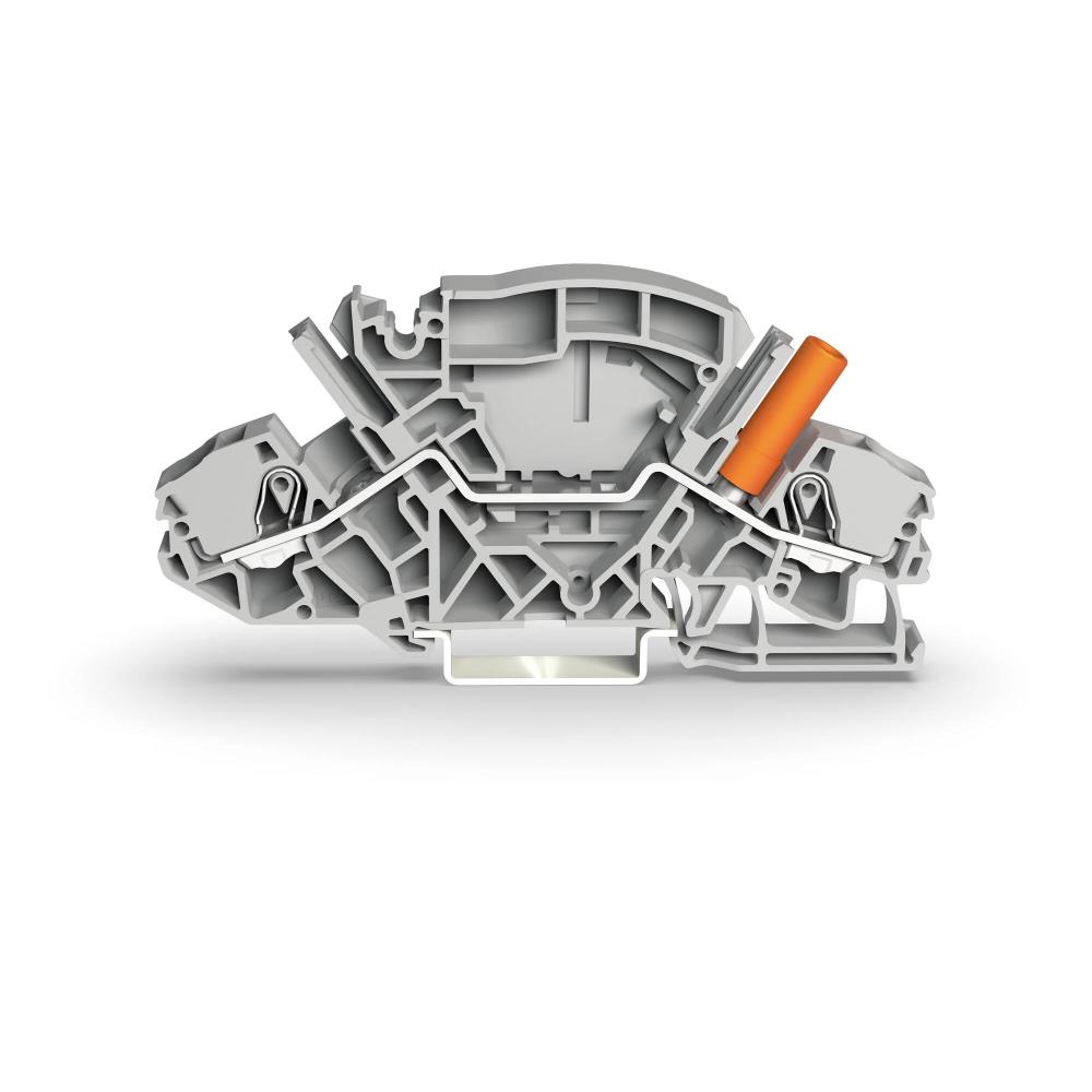 2007-8801 2-проводна проходна клема; 6 mm²; с тестово гнездо със защита от допир Wago