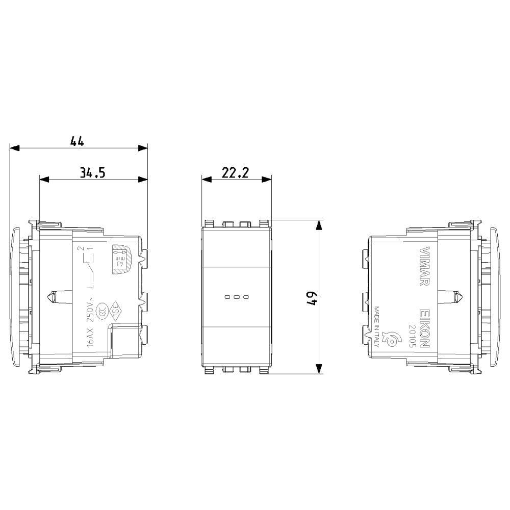 20105.B 1P 16 AX Девиаторен ключ Аксиален Бял VIMAR EIKON_small