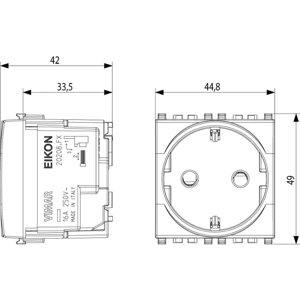 20208.FX.B 2P+E 16A Контакт Немски стандарт автоматични клеми Бял VIMAR EIKON_small