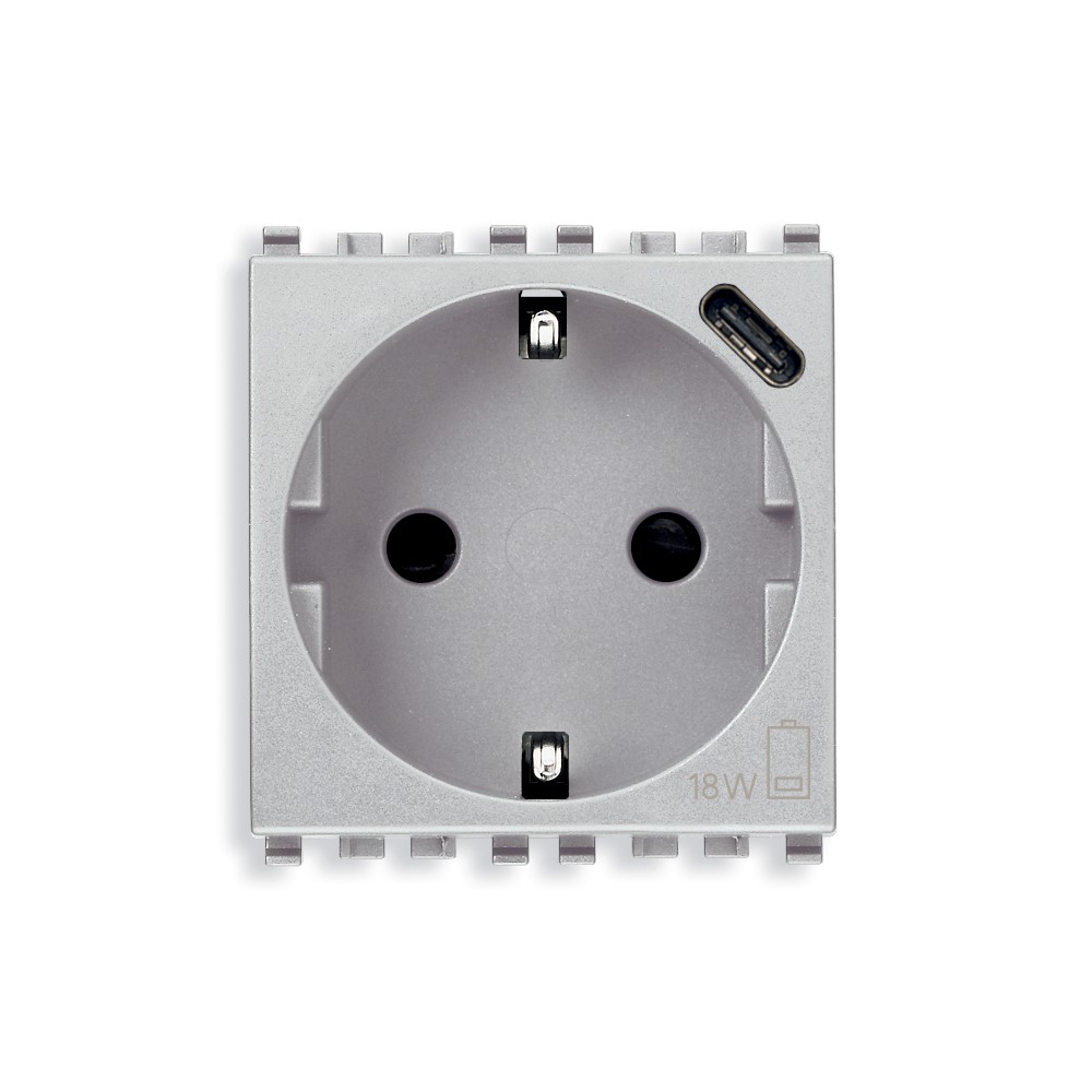 20208.USB.N Контакт Eikon SICURY 2P+E 16A + USBC 15, Next, Vimar_small