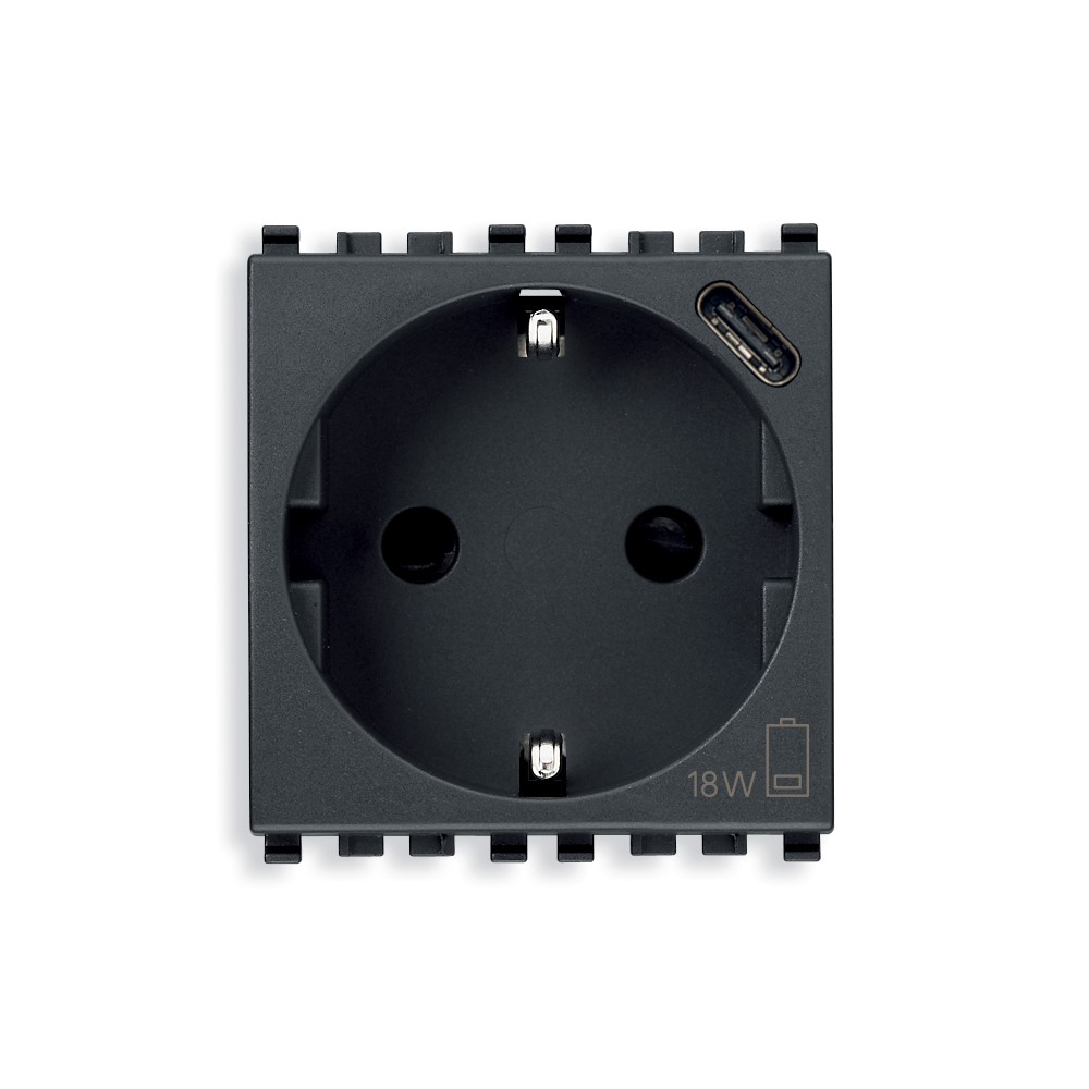20208.USB Контакт Eikon SICURY 2P+E 16A + USBC 15, grey, Vimar_small
