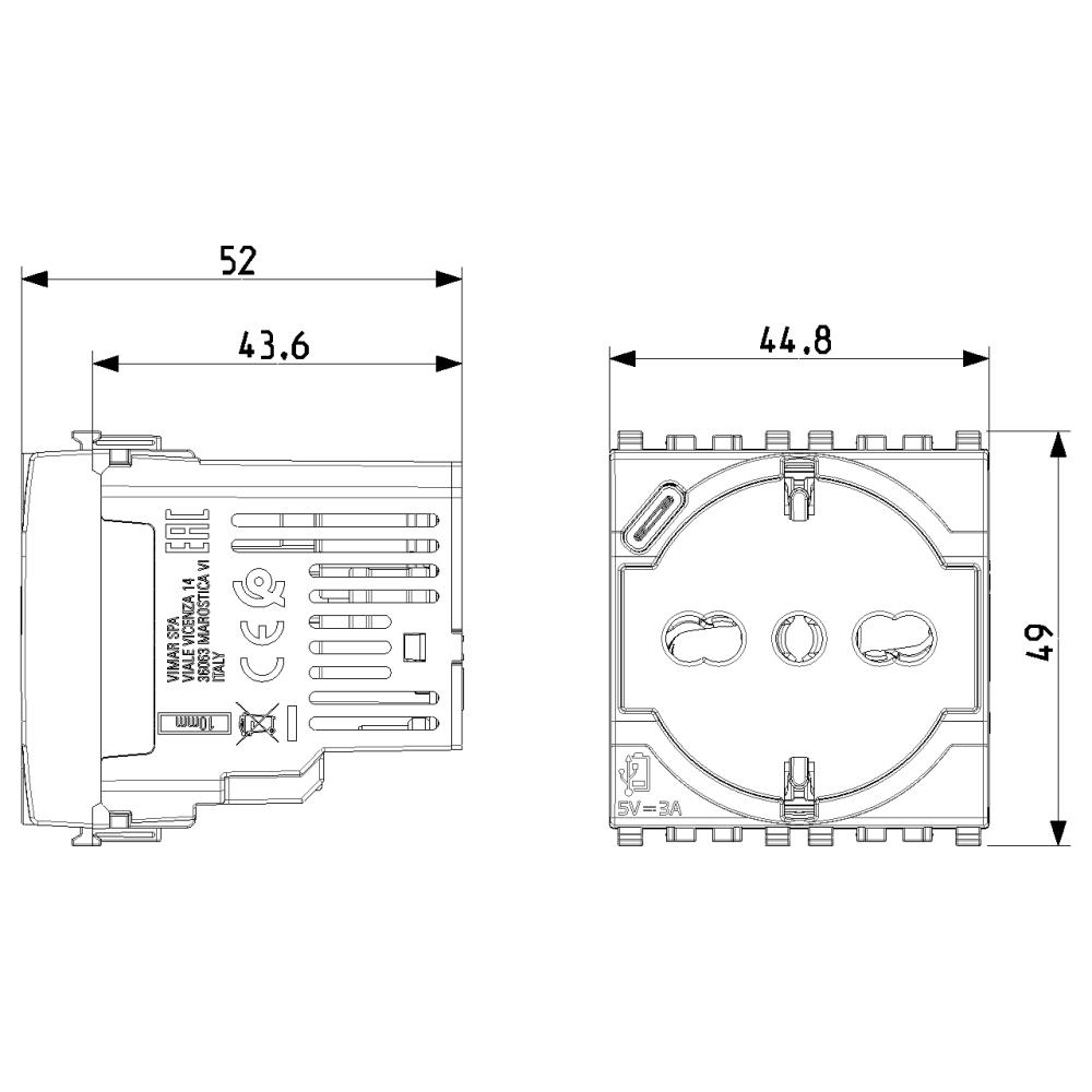 20210.USB.B 2P+E Контакт 16A Универсален+USB-C изход бял VIMAR EIKON_small
