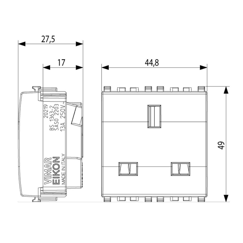 20219 Контакт 2P+E 13A Английски стандарт сив_small