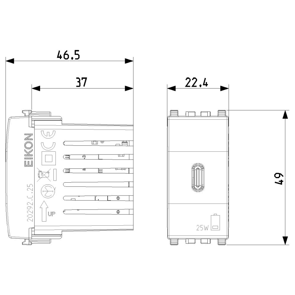 20292.C.25.B C USB розетка 25W 1M бял VIMAR EIKON_small
