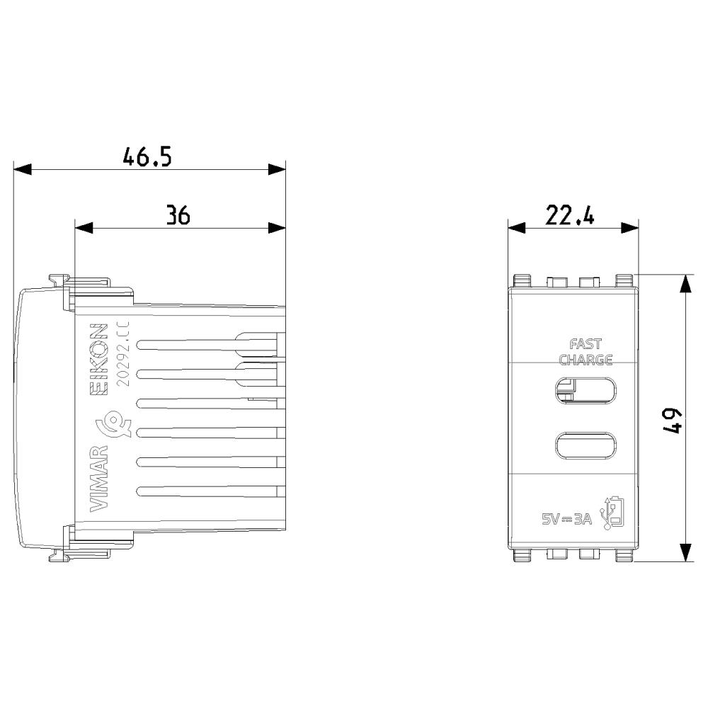 20292.CC  USB захранване тип С 5V 1,5A, 1 модул цвят Сив VIMAR EIKON_small