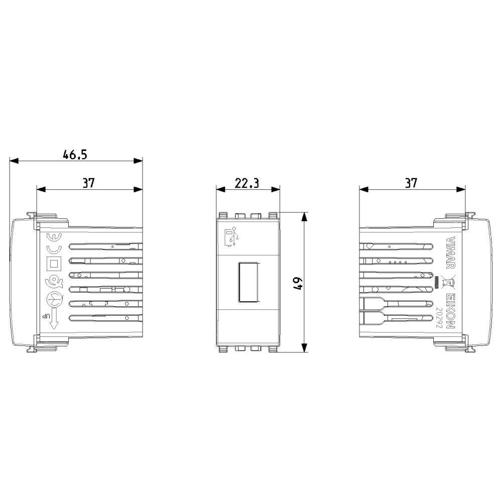 20292.N  USB захранване тип A 5V 1,5A, 1 модул Алуминий_small