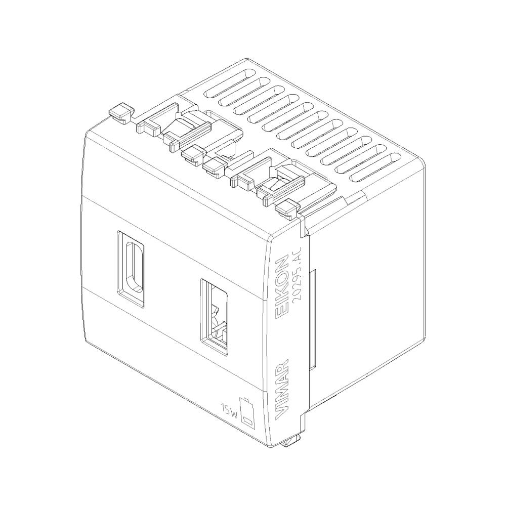 20295.AC.B A+C-USB захранващ блок 15W 3A 5V 2M Бял VIMAR EIKON_small