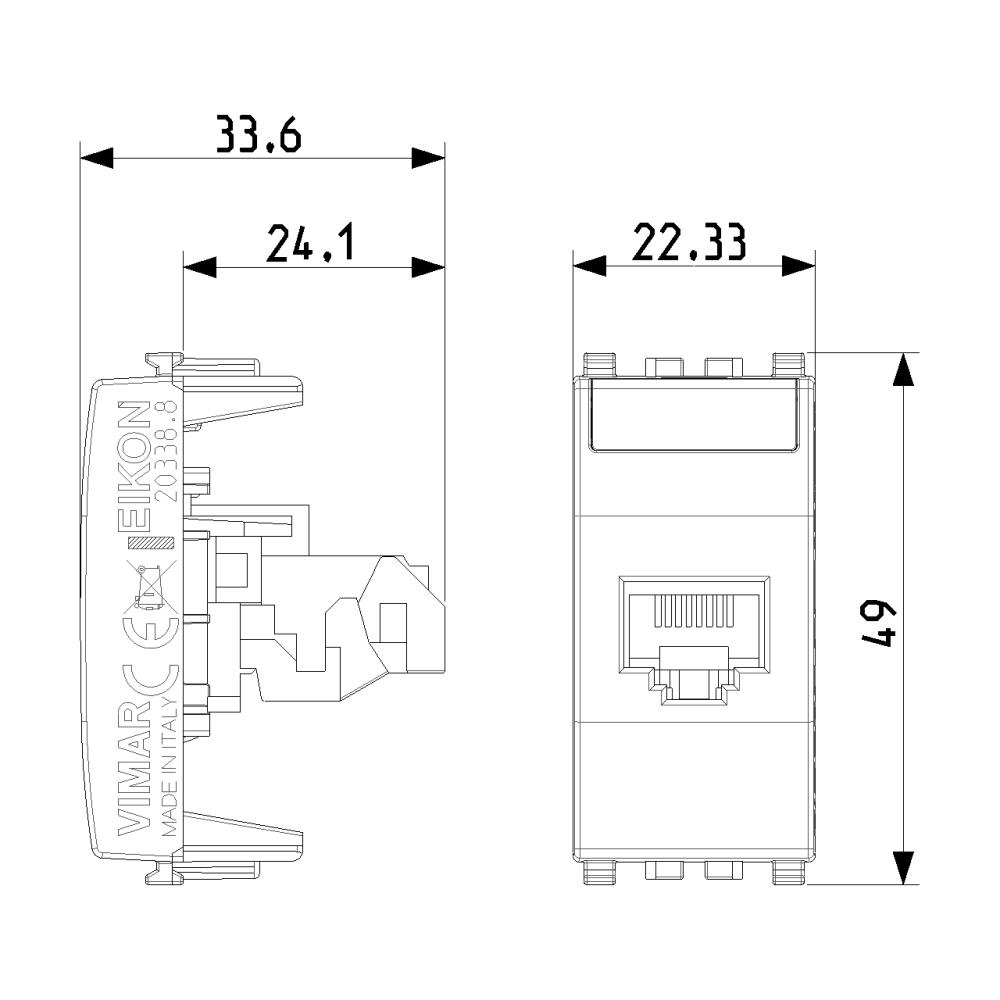 20338.8 RJ45 Cat5e Netsafe UTP Интернет розетка Сив VIMAR EIKON_small
